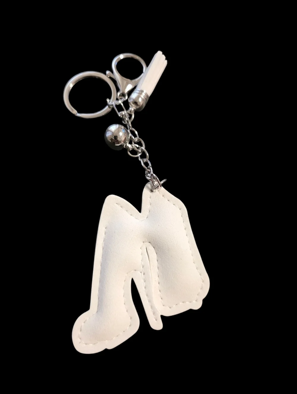 Rhinestone White High Heel Bag Charm Keychain - Silver & Red